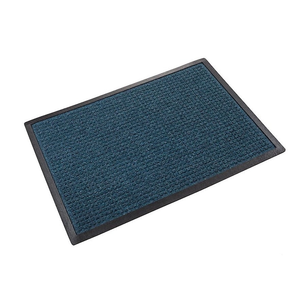 Super-Soaker Scraper/Wiper Mat, Polypropylene, 3/8" Thick, Blue, 2' W x 3' L
